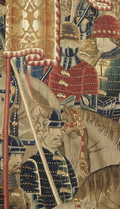 Tapisserie montrant les conquêtes du roi Alphonse V de Portugal, Tournai. Détail. - Flemish School