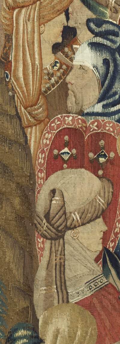 Tapisserie montrant les conquêtes du roi Alphonse V de Portugal, Tournai. Détail. - Flemish School