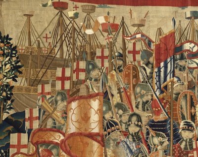 Tapisserie montrant les conquêtes du roi Alphonse V du Portugal, Tournai (détail) - Flemish School