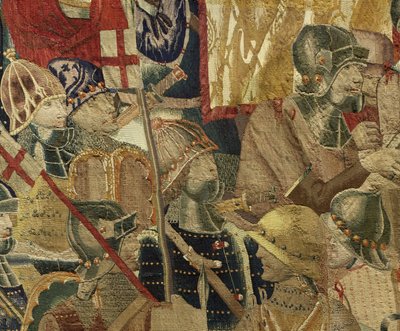 Tapisserie montrant les conquêtes du roi Alphonse V du Portugal, Tournai (détail) - Flemish School
