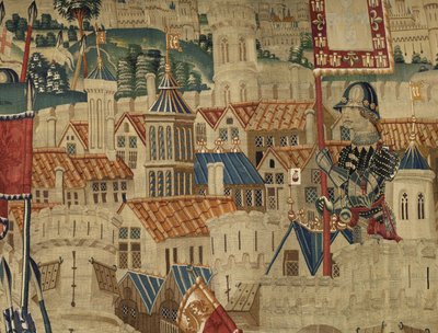 Tapisserie montrant les conquêtes du roi Alphonse V du Portugal, Tournai (détail) - Flemish School