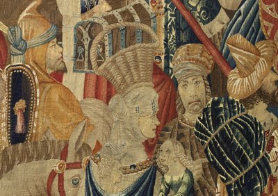 Tapisserie montrant les conquêtes du roi Alphonse V du Portugal, Tournai (détail) - Flemish School