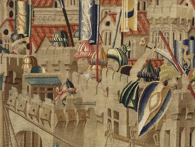 Tapisserie montrant les conquêtes du roi Alphonse V du Portugal, Tournai (détail) - Flemish School