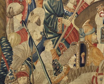 Tapisserie montrant les conquêtes du roi Alphonse V du Portugal, Tournai (détail) - Flemish School