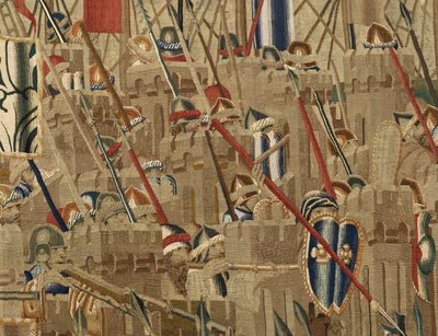 Tapisserie montrant les conquêtes du roi Alphonse V du Portugal, Tournai (détail) - Flemish School