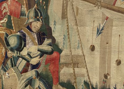 Tapisserie montrant les conquêtes du roi Alphonse V du Portugal (Conquistas de Alfonso V de Portugal), Tournai. (détail) - Flemish School