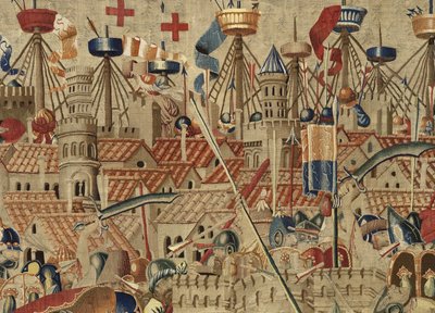 Tapisserie montrant les conquêtes du roi Alphonse V du Portugal (Conquistas de Alfonso V de Portugal), Tournai. (détail) - Flemish School