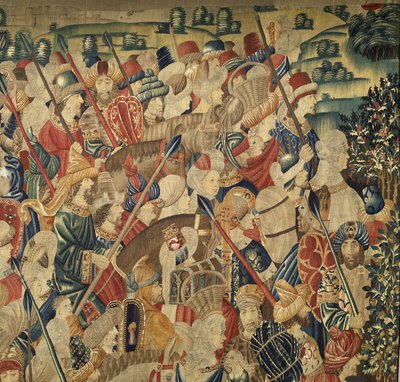 Tapisserie montrant les conquêtes du roi Alphonse V du Portugal (Conquistas de Alfonso V de Portugal), Tournai. (détail) - Flemish School
