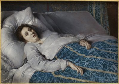 Jeune femme sur son lit de mort - Flemish School