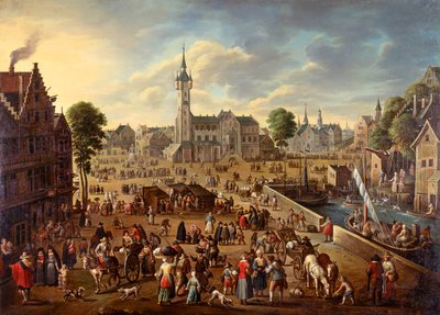 Vue de la ville de la place principale à Lier, ca 1620-1625 - Flemish master