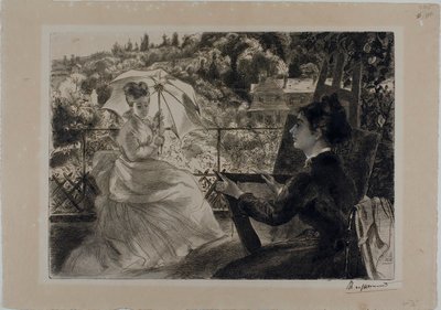La terrasse de la Villa Brancas - Félix Henri Bracquemond