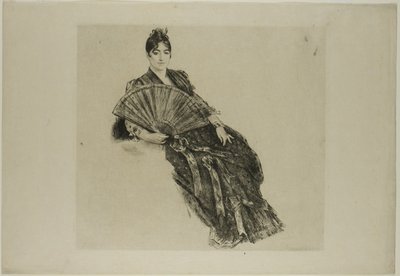 Femme avec un éventail - Félix Henri Bracquemond