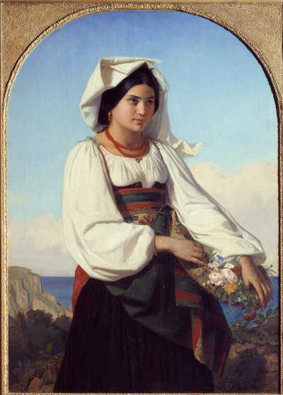 Jeune fille portant des fleurs - Félix Joseph Barrias