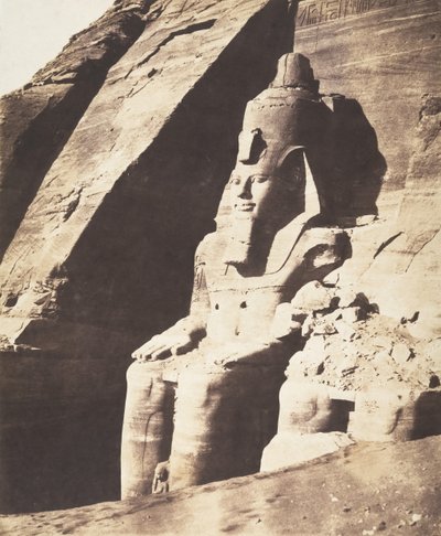 Abou Sembil, Grand Spéos - Statues colossales, vues de trois-quarts, 1851-52 - Félix Teynard
