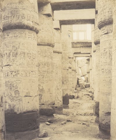 Karnak Thèbes, Palais - Salle Hypostyle - Fenêtre et Chapiteaux - Félix Teynard