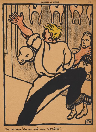 Crimes et châtiments XX, 777 : Au secours ! Mon côtelette est volée ! - Félix Vallotton