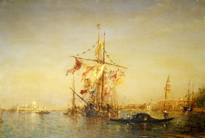 Le Bacino Venise avec des navires - Félix Ziem