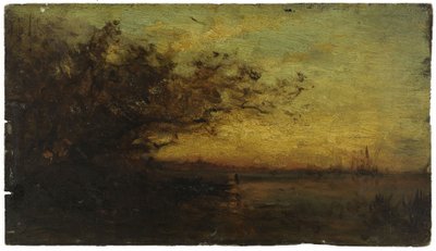 Eau, coucher de soleil. Au verso : Deux études, entre 1850 et 1860 - Félix Ziem