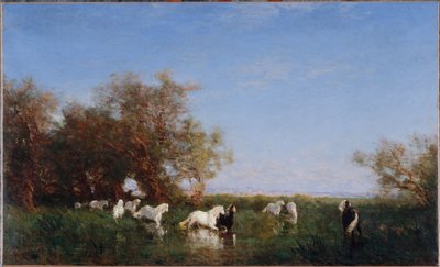 Chevaux sauvages en Camargue, entre 1890 et 1895 - Félix Ziem