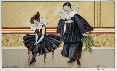 Pierrot et Colombine - dess. par Florence Hardy, début 20e siècle - Florence Hardy