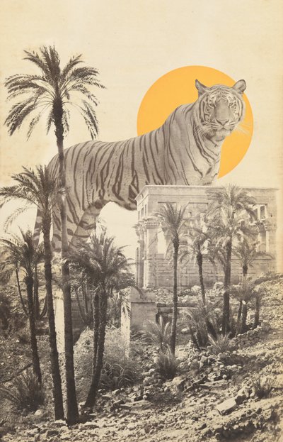Tigre géant dans les ruines et les palmiers - Florent Bodart