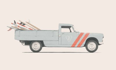 Voiture de ramassage avec planches de surf, 2019 - Florent Bodart