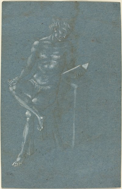 Un jeune homme assis sur un tabouret lisant un livre (recto); La chute de l
