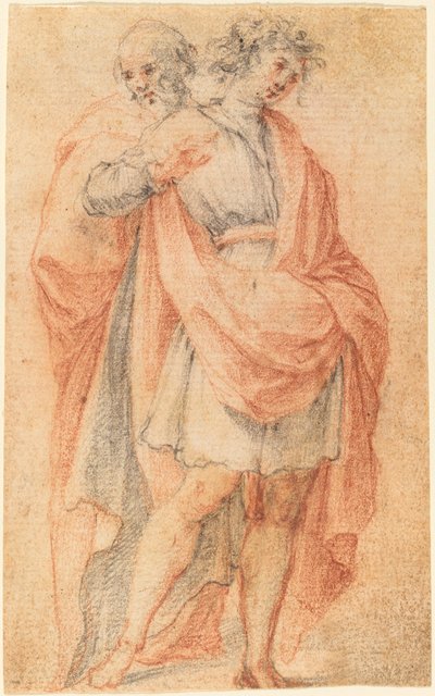 Deux figures masculines : un jeune homme et un vieil homme - Florentine 17th Century