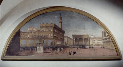 Lunette avec vue de la Piazza della Signoria, Florence - Florentine School