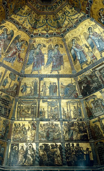 Mosaïque sur le plafond en coupole du baptistère Saint-Jean, Florence - Florentine School