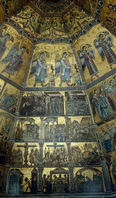 Mosaïque sur le plafond en coupole du baptistère Saint-Jean, Florence - Florentine School