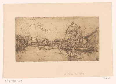 Vue de rivière avec des figures dans un bateau - Floris Verster