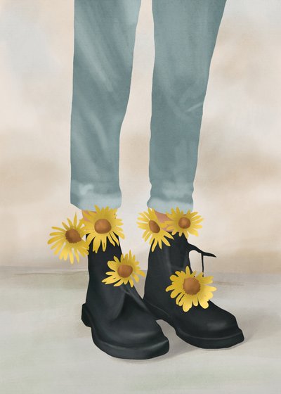 Bottes en denim motif tournesol - Flow Line