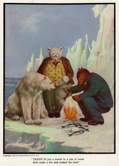 Teddy - B a mis le feu à un tas de bois et a fait un feu pour cuire la nourriture - Floyd V. Campbell