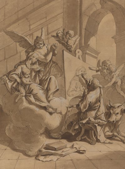 Saint Luc peignant la Vierge - Follower of Francesco Fontebasso