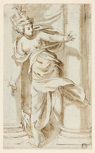 Cybèle marchant sur un serpent - Follower of Paolo Farinato