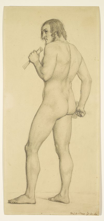 Homme - Nu académique Étude posée en tant que sculpteur - Ford Madox Brown