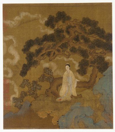 Dame sous un pin noueux - Formerly attributed to Zhou Wenju