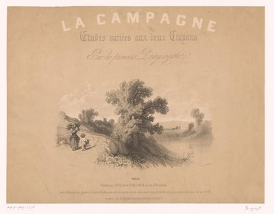 Page de titre pour : Études de scènes rurales avec deux types de craie - Fortuné Ferogio