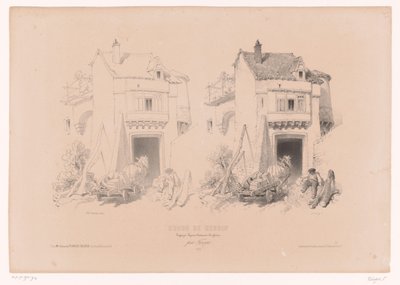 Conducteur de charrette avec cheval et chariot se reposant près d