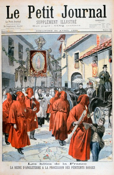 La reine Victoria regardant la procession des pénitents rouges, 1898 - Fortuné Méaulle