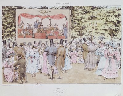 Divertissement musical aux nouveaux jardins Tivoli, Paris, gravé par C. Motte, 1827 - Fortune Delarue