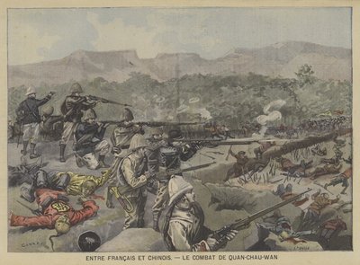 Combats entre troupes françaises et chinoises à la bataille de Guangzhouwan - Fortune Louis Meaulle