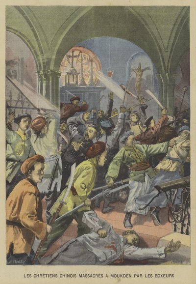 La révolte des Boxers : massacre de chrétiens chinois par les Boxers à Mukden, Mandchourie - Fortune Louis Meaulle