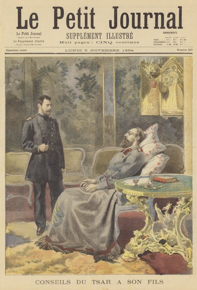Le tsar mourant Alexandre III de Russie donnant des conseils à son fils - Fortune Louis Meaulle