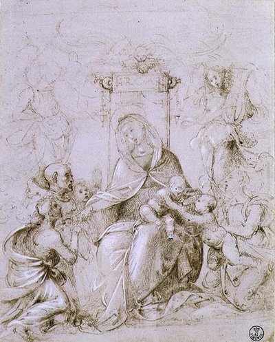 Madone et Enfant en trône avec Saint Jean-Baptiste présenté par un ange et Sainte Monique - Fra Bartolomeo