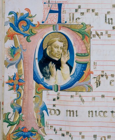 Un saint dominicain. Miniature illustrée dans un Missel (c. 9, verso) - Fra  Angelico