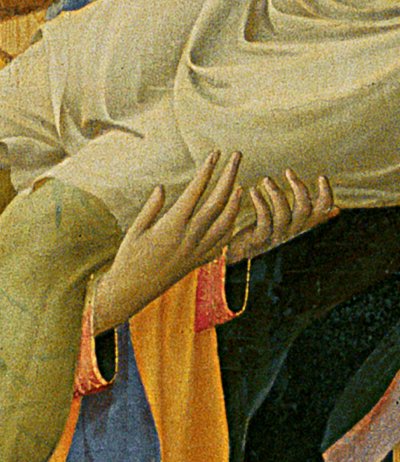 Détail du retable de Santa Trinita, cadre et pinacles par Lorenzo Monaco (Piero di Giovanni) (c.1370-1425) terminé c.1434 - Fra  Angelico