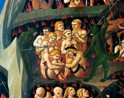 Enfer avec des démons punissant les paresseux (détail) - Fra (c.1387 1455) Angelico