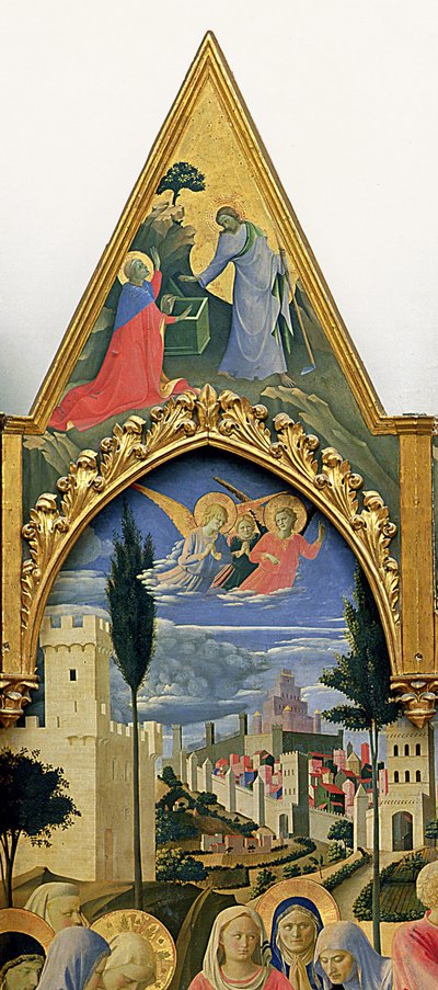 Retable de Santa Trinita, cadre et pinacles par Lorenzo Monaco (Piero di Giovanni) (c.1370-1425) terminé c.1434 (détail) - Fra  Angelico